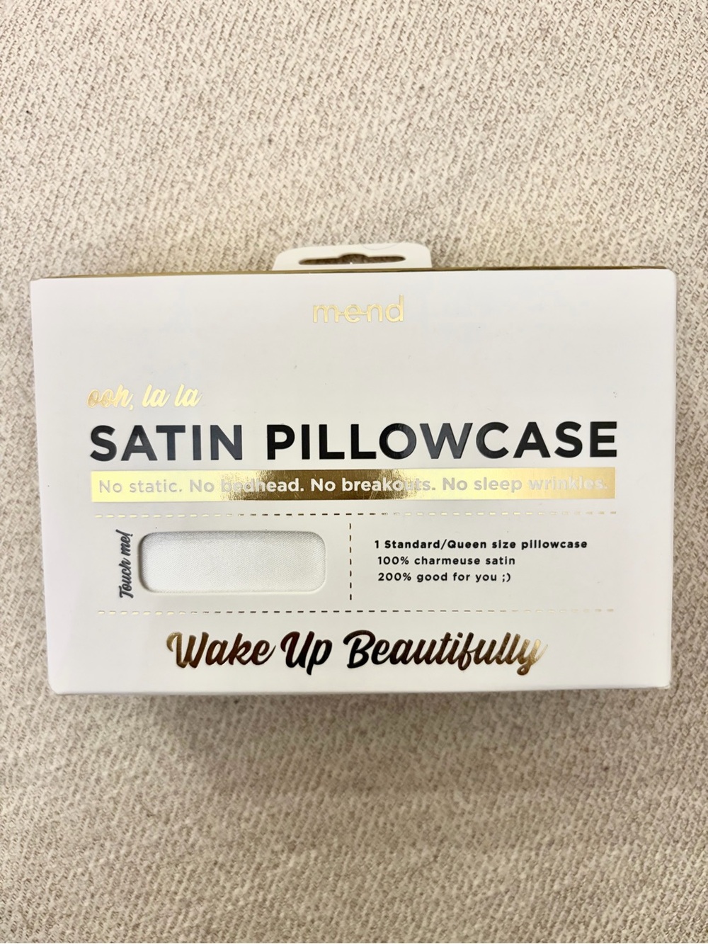 Mend. Satin Pillowcase in White - Luxury Hair & Skin Care.